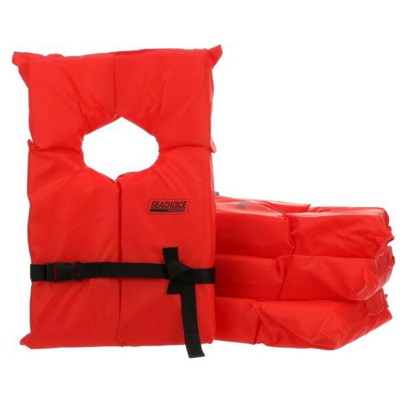 Seachoice 85510 Adult Universal Type II USCGA Life Vests w/Bag, Orange, 4-Pack - Image 2