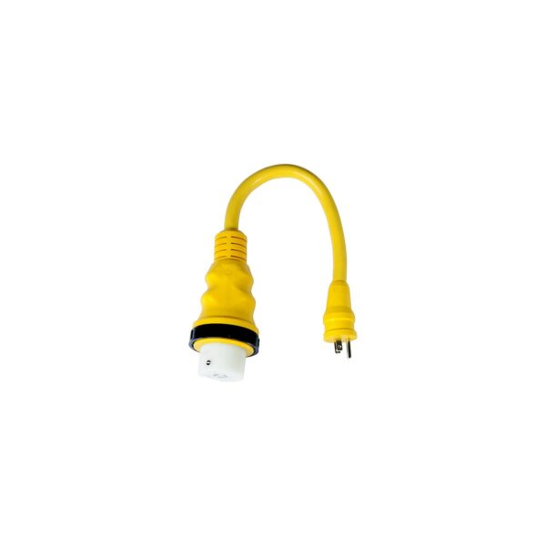 Marinco Standard Pigtail Adapter Dock Side Male 15A 125V Straight Blade With Locking Screw to Female 30A 125V Locking With Sealing Collar System - Image 2